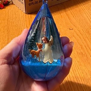 Jewel Brite Diorama Christmas Ornaments Blue Angel Deer Teardrop Ornament